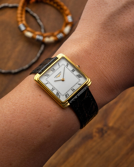 Longines Square "Gondolo" White Roman dial Gold Ref. 4255 (Cal. 847.4)