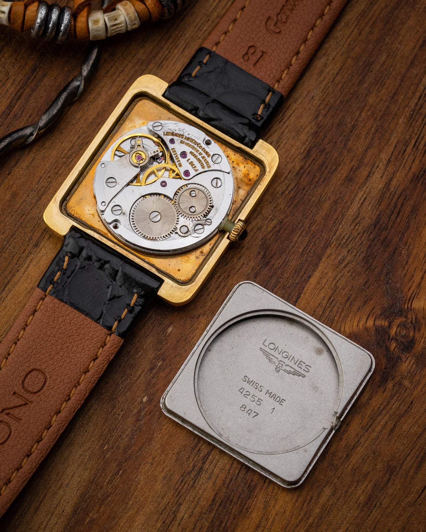 Longines Square "Gondolo" White Roman dial Gold Ref. 4255 (Cal. 847.4)