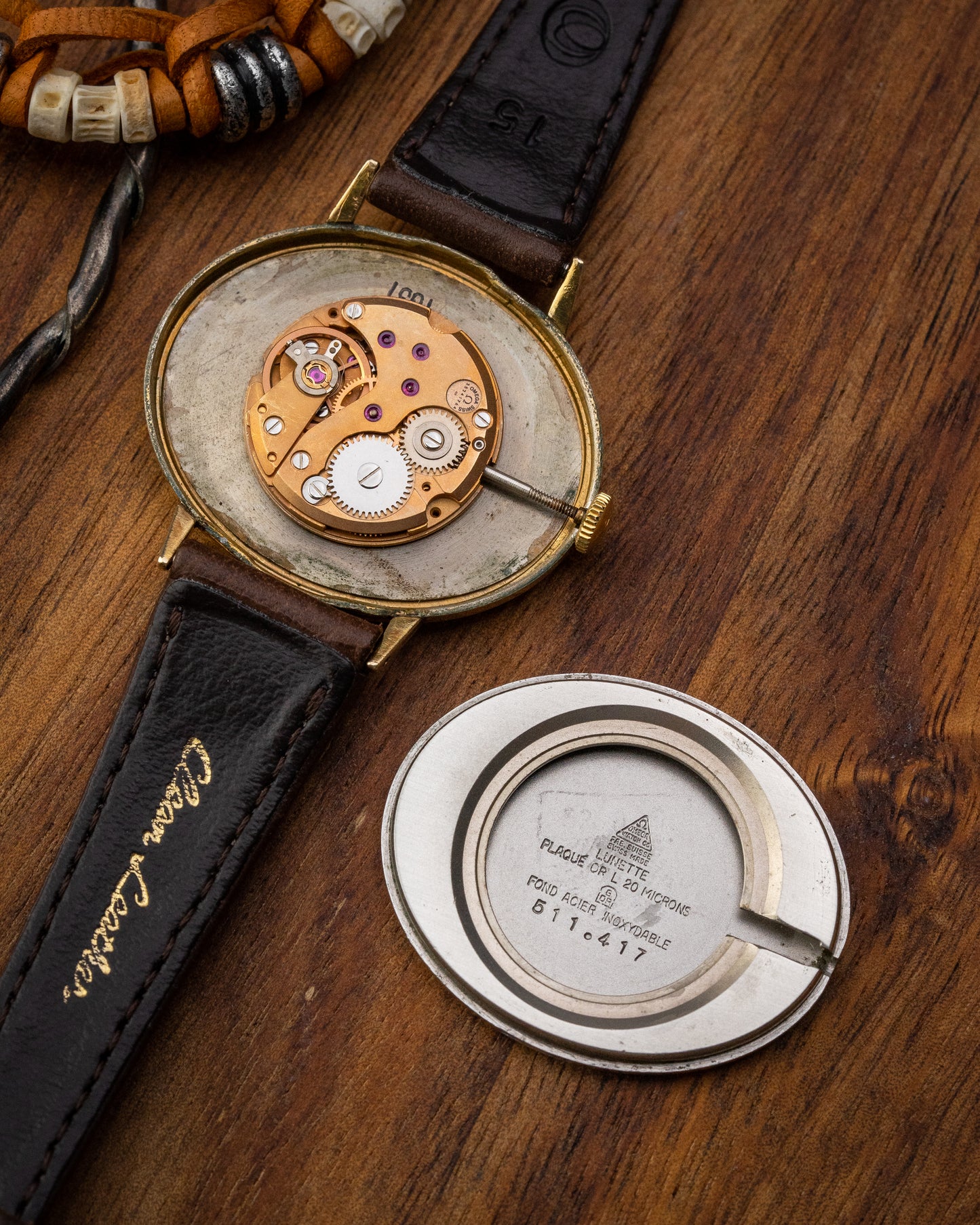 Omega Geneve Oval Brown "Floral" dial Gold Ref. 511.417 (Cal. 625)