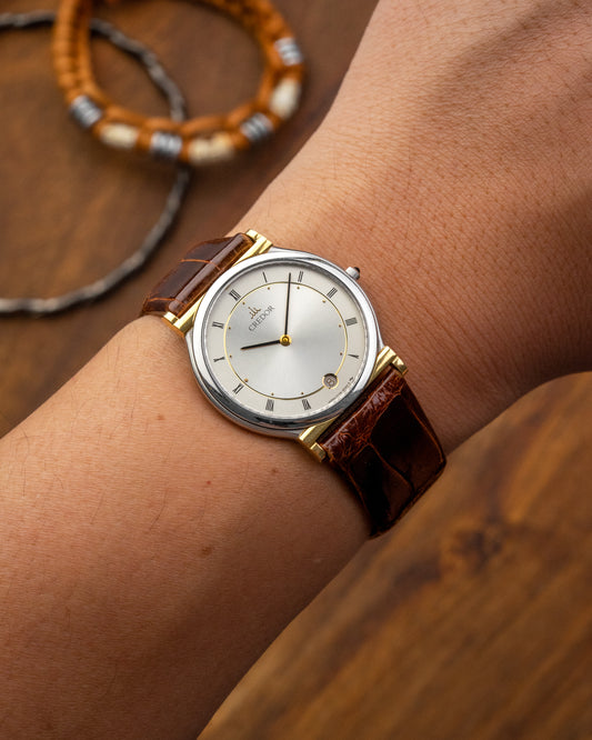 Credor Seiko "S. Steel + 18K Lugs" Super-Slim Date 7779-6000