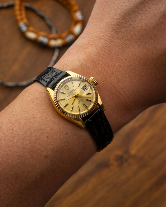 Tudor Princess Oysterdate "Fluted Bezel" Gold Ladies Ref. 7614 (Cal. ETA 2651)