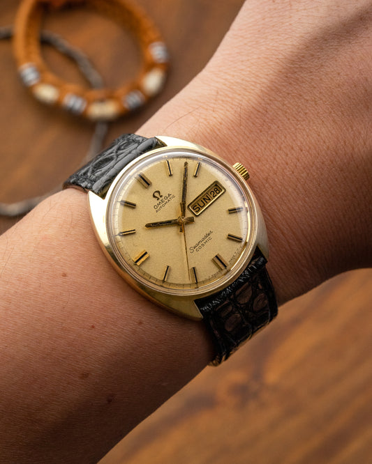 Omega Seamaster Cosmic Automatic "Day-Date" Frosty dial Gold Ref. 166.036 (Cal. 752)