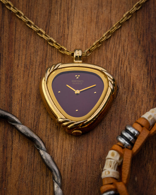 Seiko Pendent Necklace "Onigiri" Maroon dial 2320-6580 Quartz