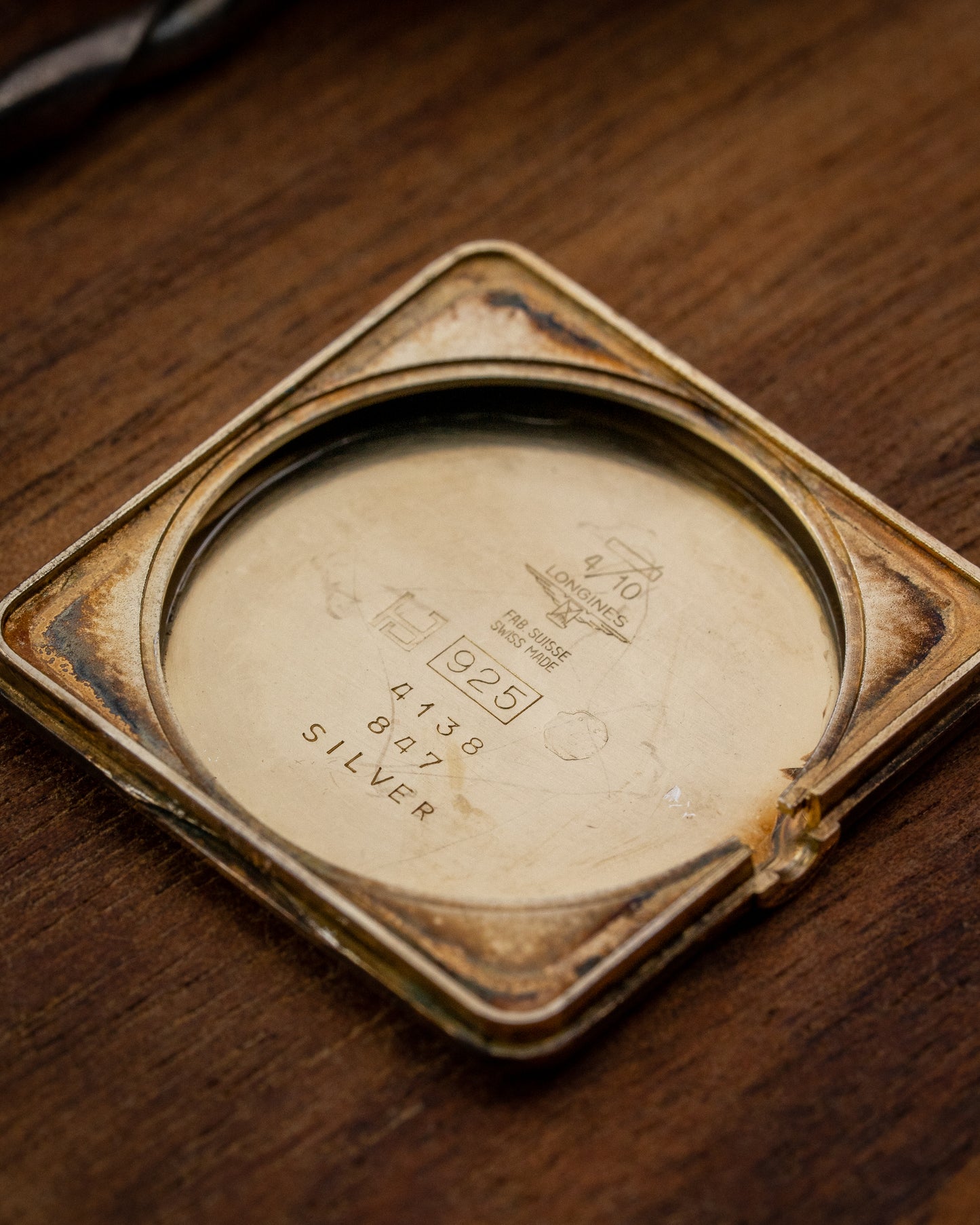 Longines Vermeil Square "Gondolo" Black dial 925 Silver Case Ref. 4183 (Cal. 847.3)