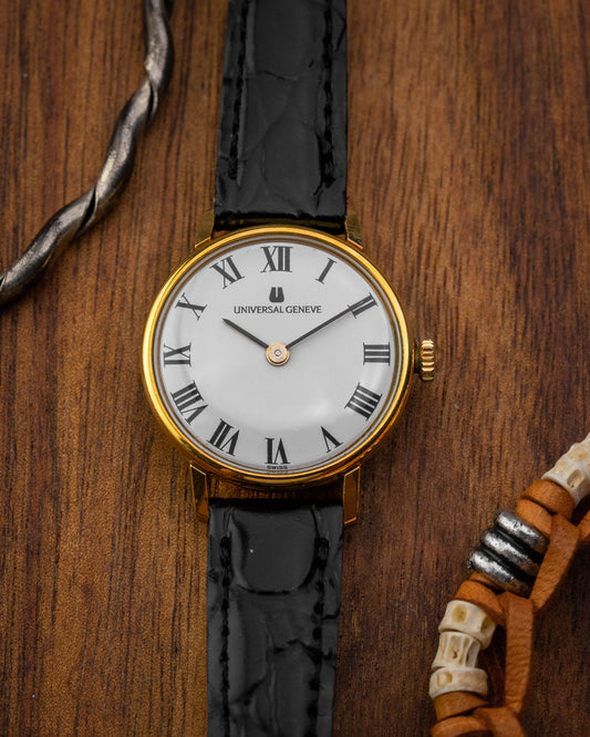 Universal Geneve White Roman dial Gold Ladies Ref. 542609 (Cal. 42)