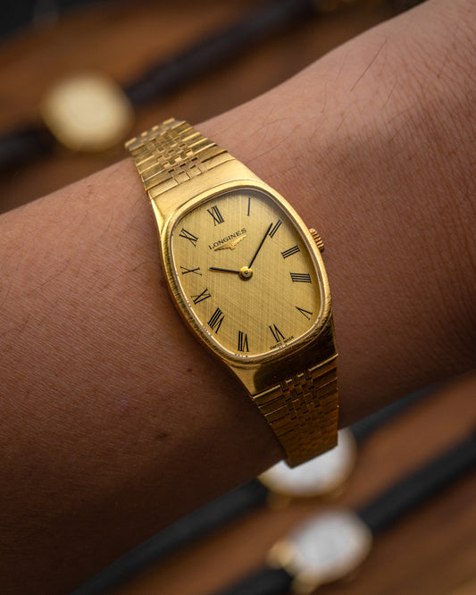 Longines Ellipse Textured Roman dial Gold Ref. 4146 (Cal. 817.4)