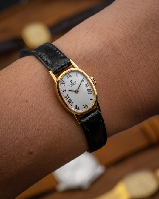 Universal Geneve “Mini Ellipse” 14k Solid Gold Roman dial Ladies (Cal. 11)