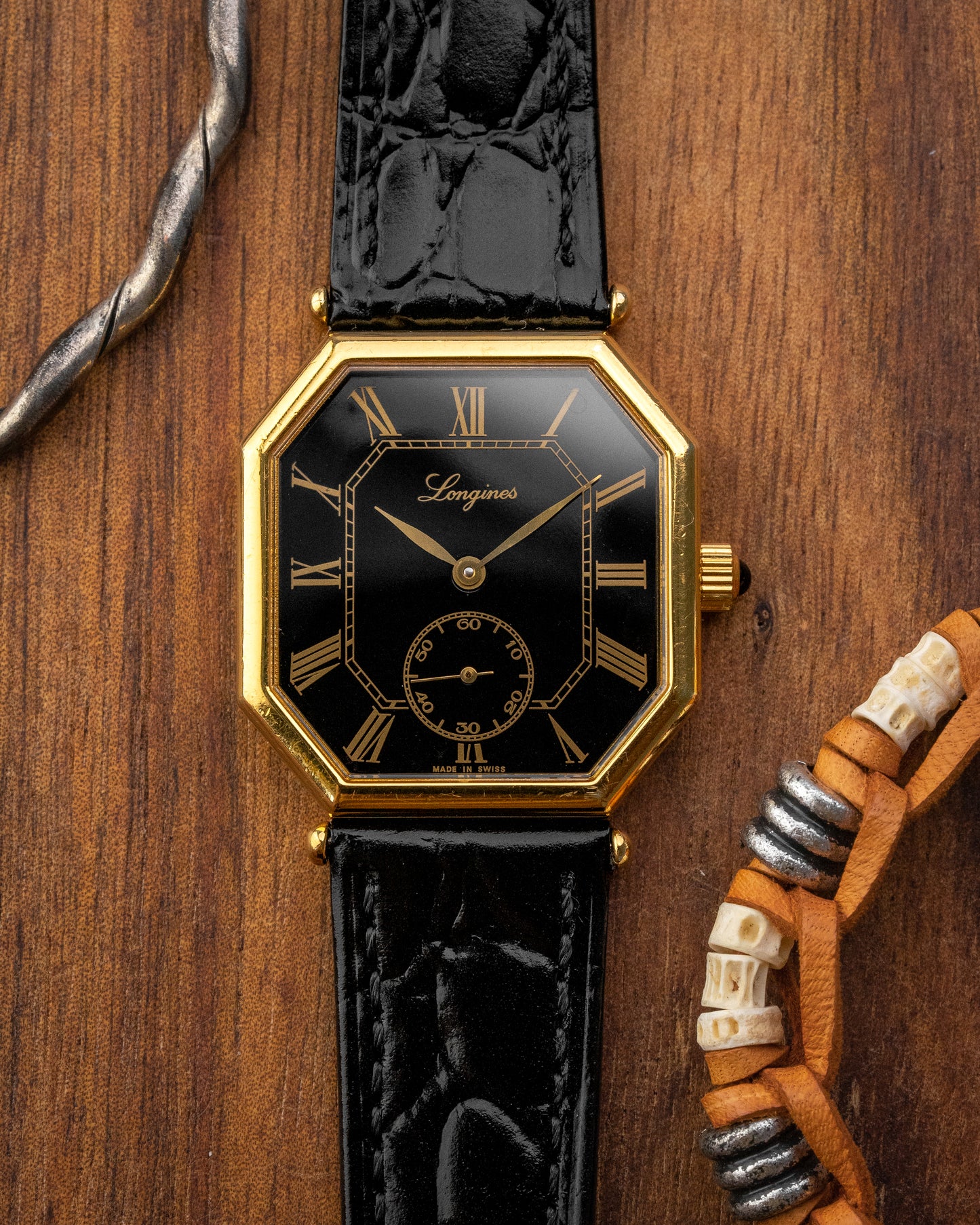 Longines Octogonal Black Roman dial Gold Ref. 3209 (Cal. 846.4)