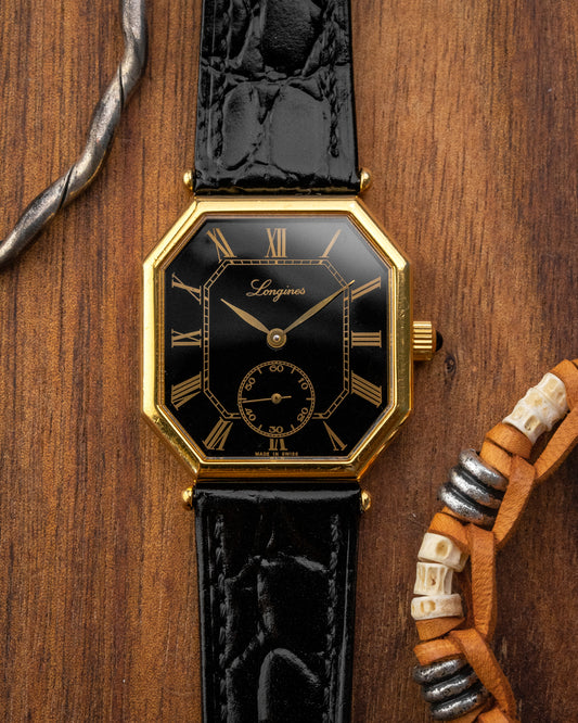 Longines Octogonal Black Roman dial Gold Ref. 3209 (Cal. 846.4)
