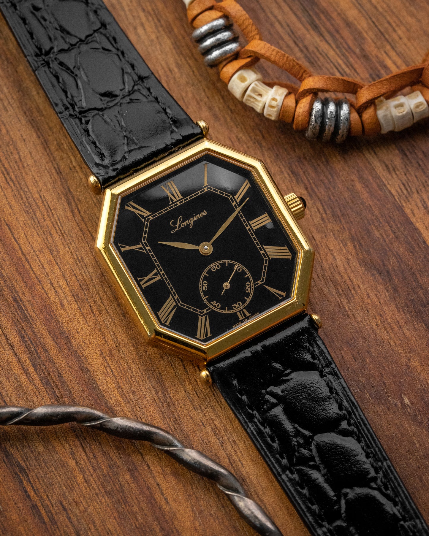 Longines Octogonal Black Roman dial Gold Ref. 3209 (Cal. 846.4)