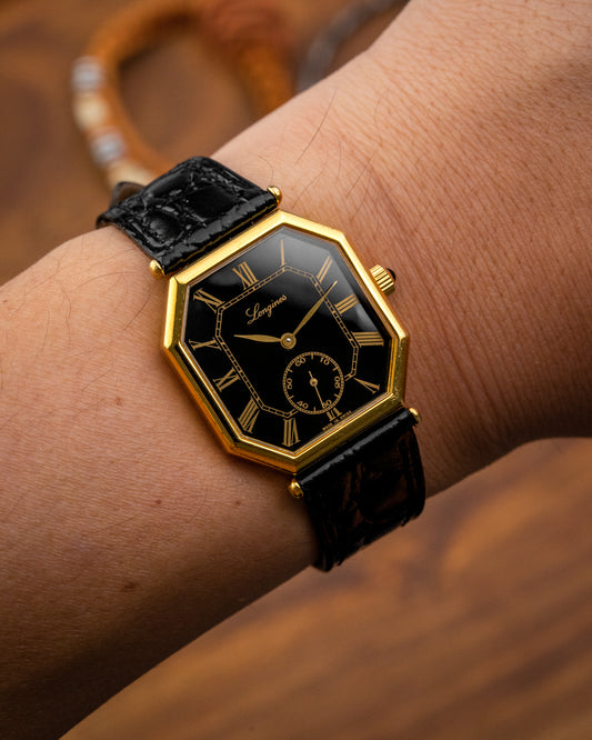 Longines Octogonal Black Roman dial Gold Ref. 3209 (Cal. 846.4)