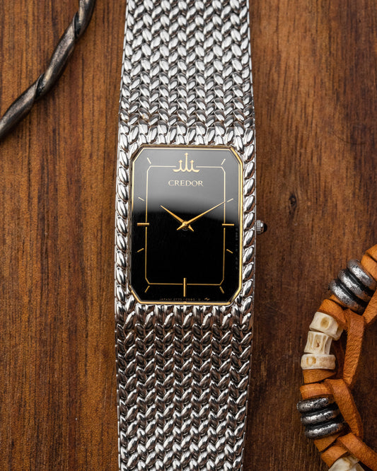 Credor Seiko Rectangular Black dial Ref. 2F70-5330