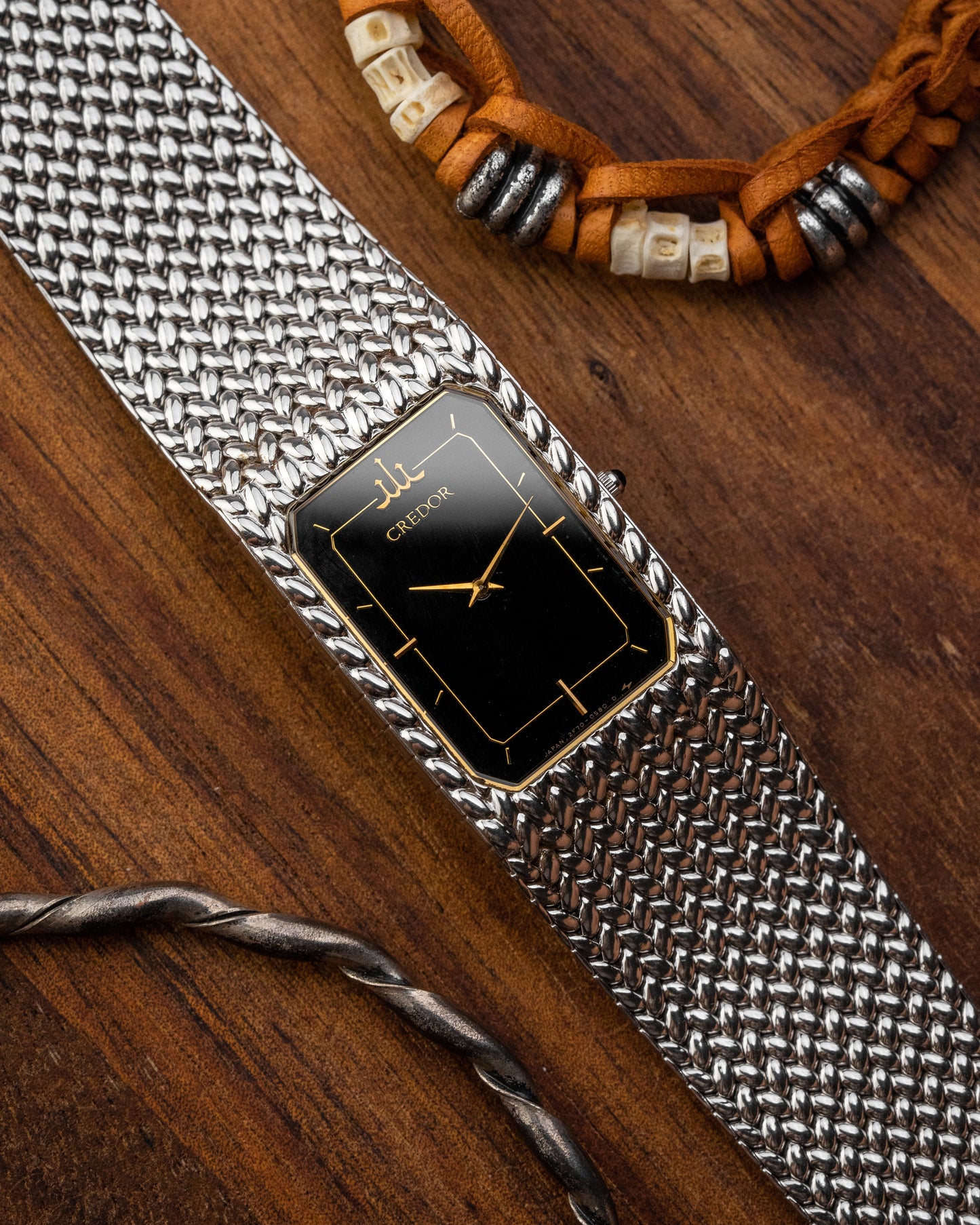 Credor Seiko Rectangular Black dial Ref. 2F70-5330