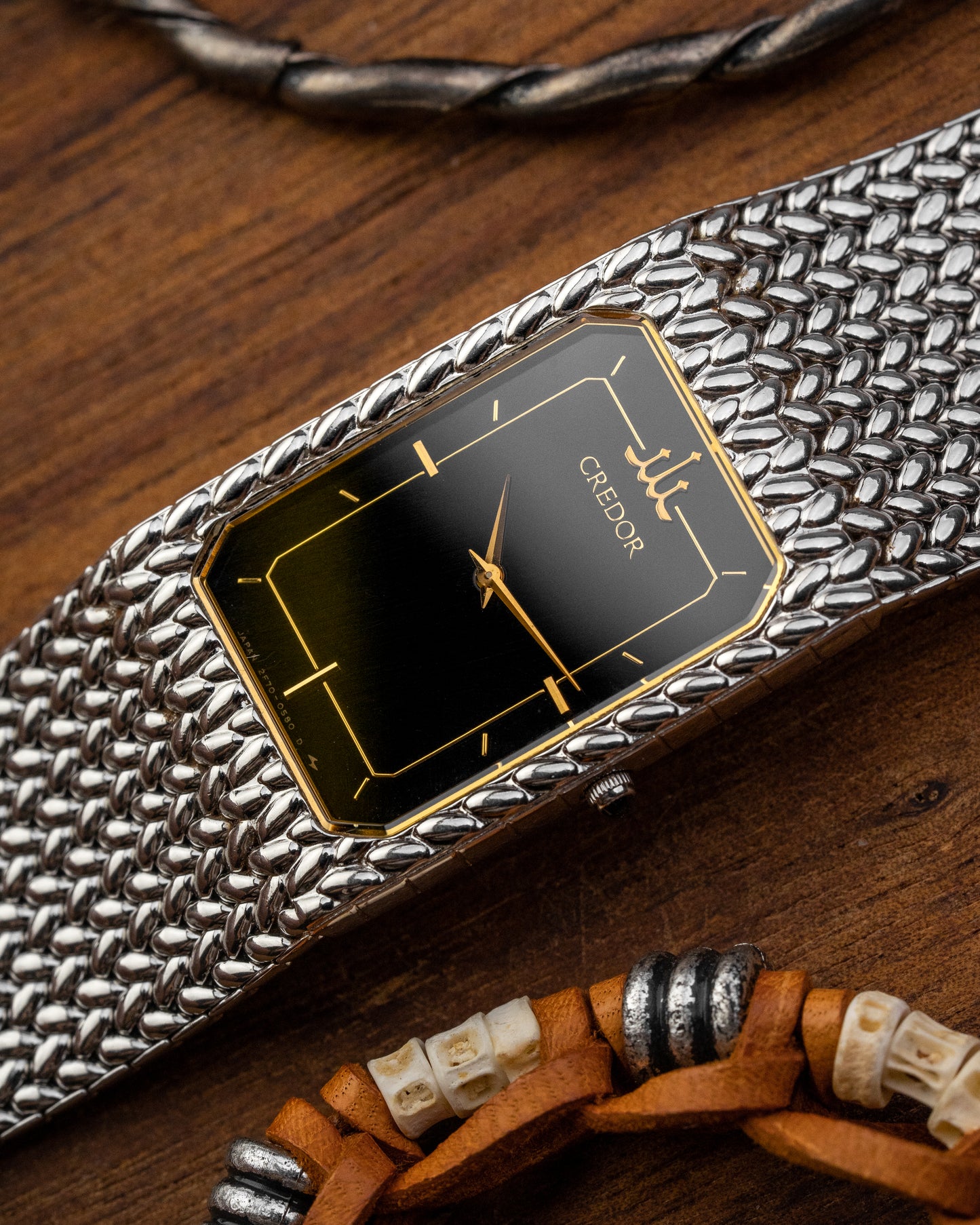 Credor Seiko Rectangular Black dial Ref. 2F70-5330