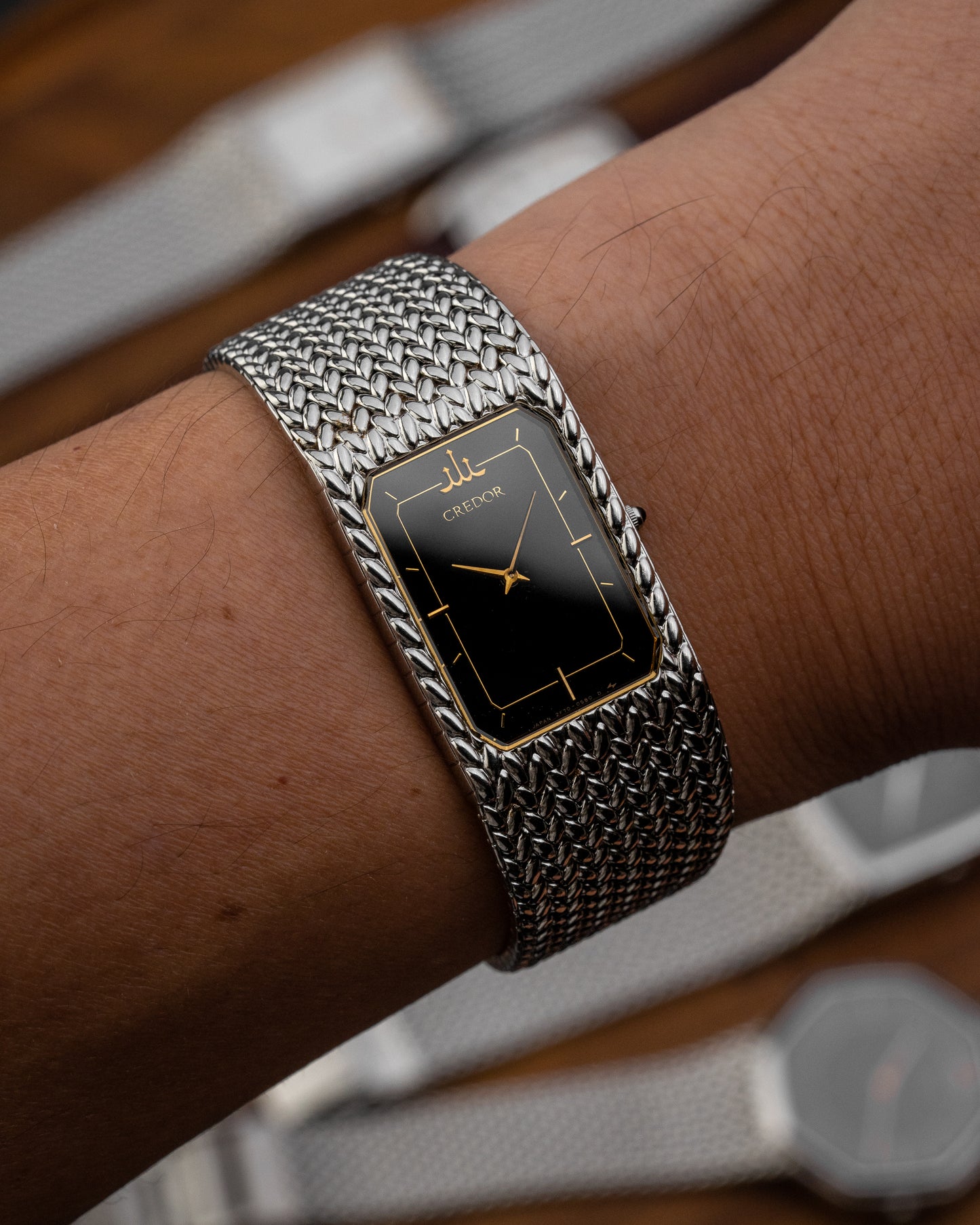 Credor Seiko Rectangular Black dial Ref. 2F70-5330