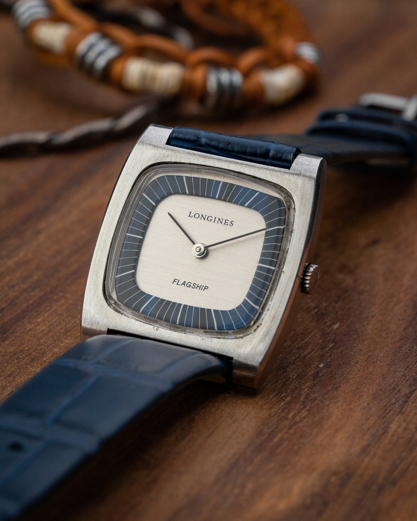 Longines Flagship "Square Cushion" Blue Racetrack dial Ref. 8416-7 (Cal. 847.3)