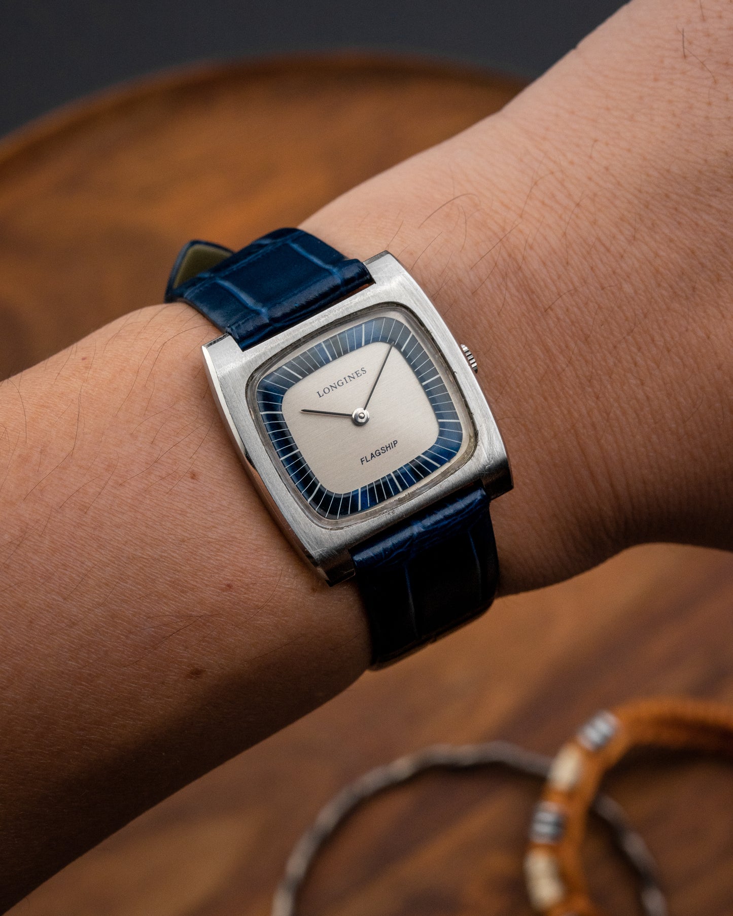 Longines Flagship "Square Cushion" Blue Racetrack dial Ref. 8416-7 (Cal. 847.3)