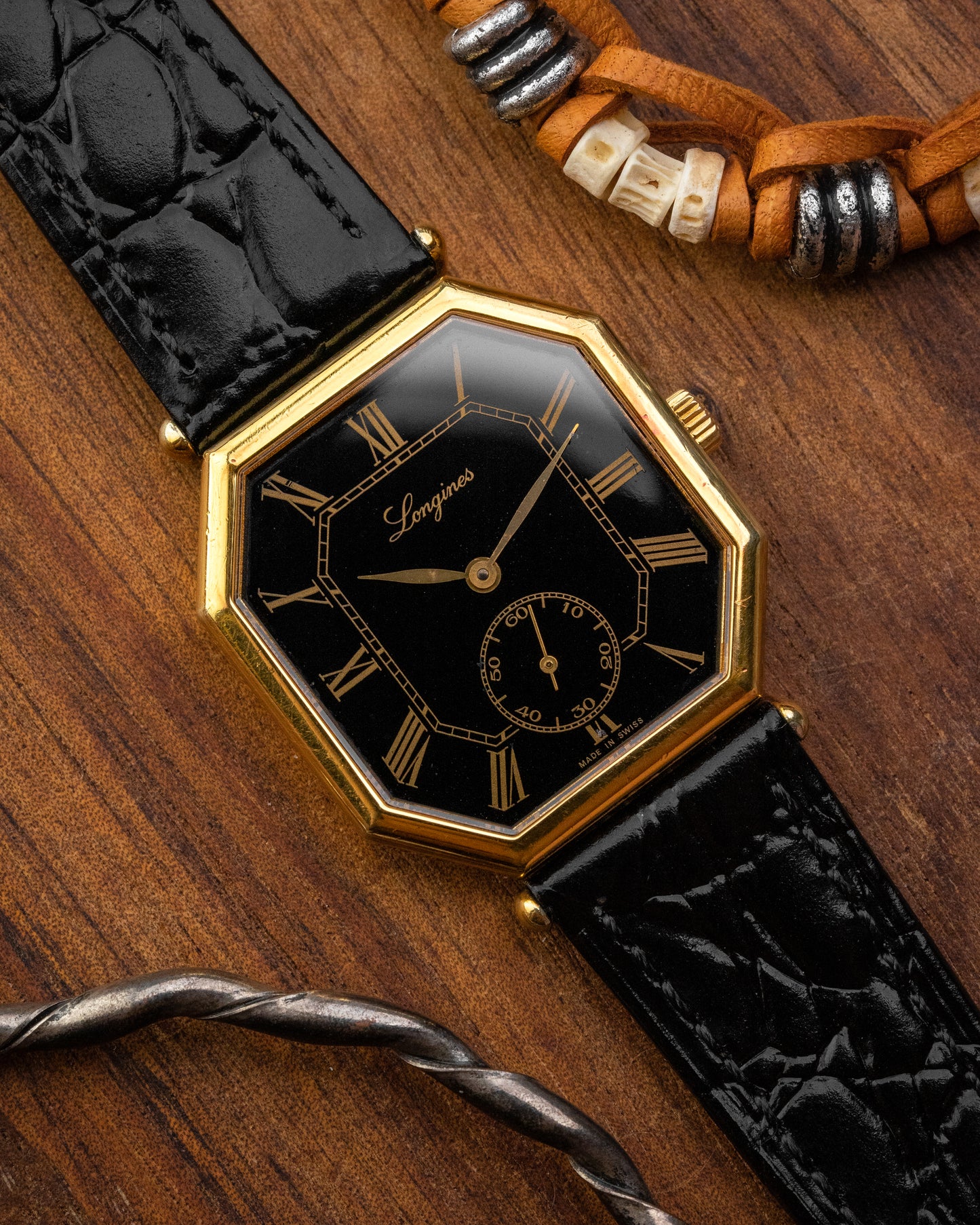 Longines Octagonal Black Roman dial Gold Ref. 3209 (Cal. 846.4)