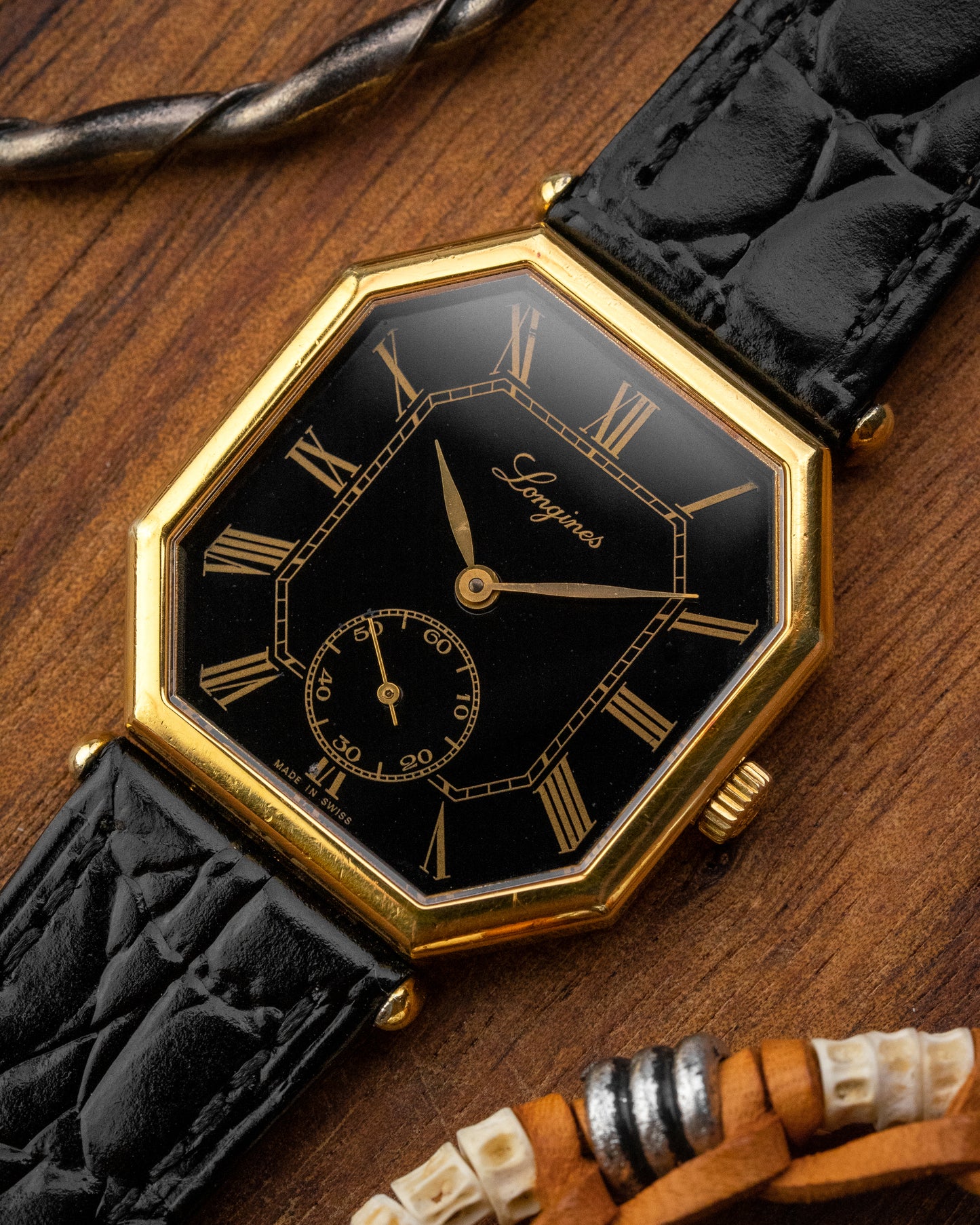Longines Octagonal Black Roman dial Gold Ref. 3209 (Cal. 846.4)