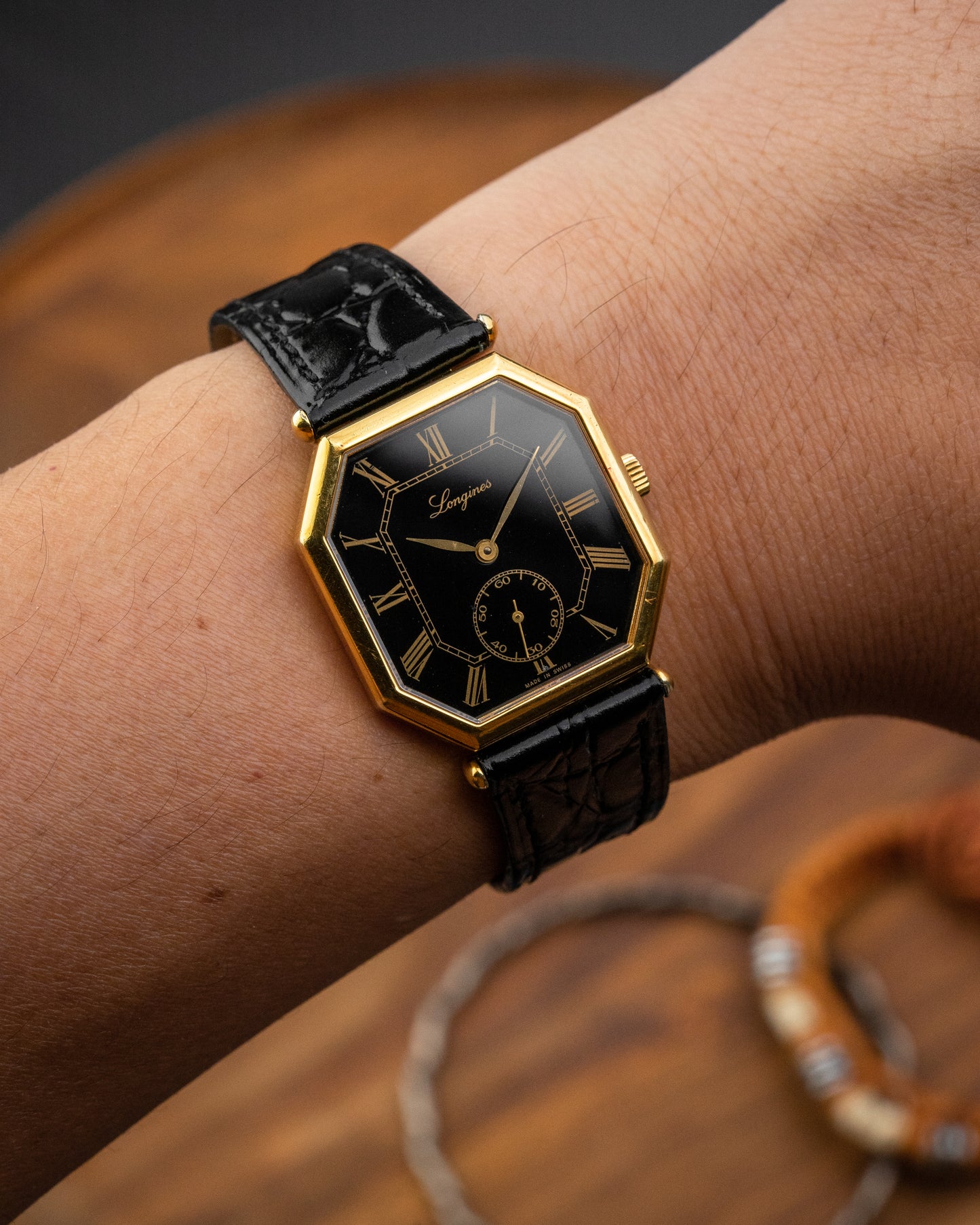 Longines Octagonal Black Roman dial Gold Ref. 3209 (Cal. 846.4)