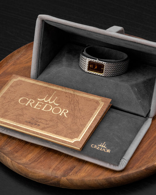 Credor Seiko Rectangular Black dial Ref. 2F70-5340 (Full Set)