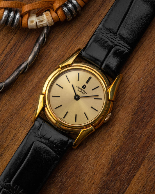 Universal Geneve Mini "Bull Horn" Fancy Lugs Gold Ref. 542680 (Cal. 1-42)