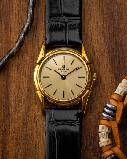 Universal Geneve Mini "Bull Horn" Fancy Lugs Gold Ref. 542680 (Cal. 1-42)