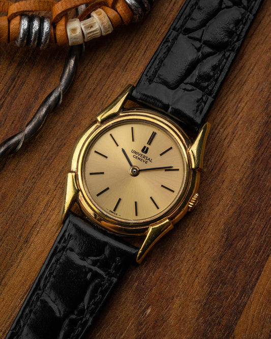 Universal Geneve Mini "Bull Horn" Fancy Lugs Gold Ref. 542680 (Cal. 1-42)