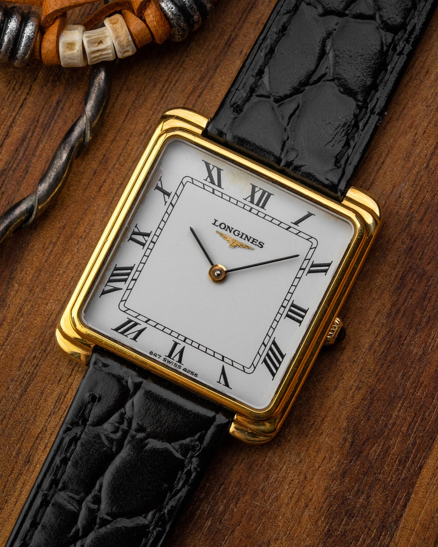 Longines Square "Gondolo" White Roman dial Gold Ref. 4255 (Cal. 847.4)