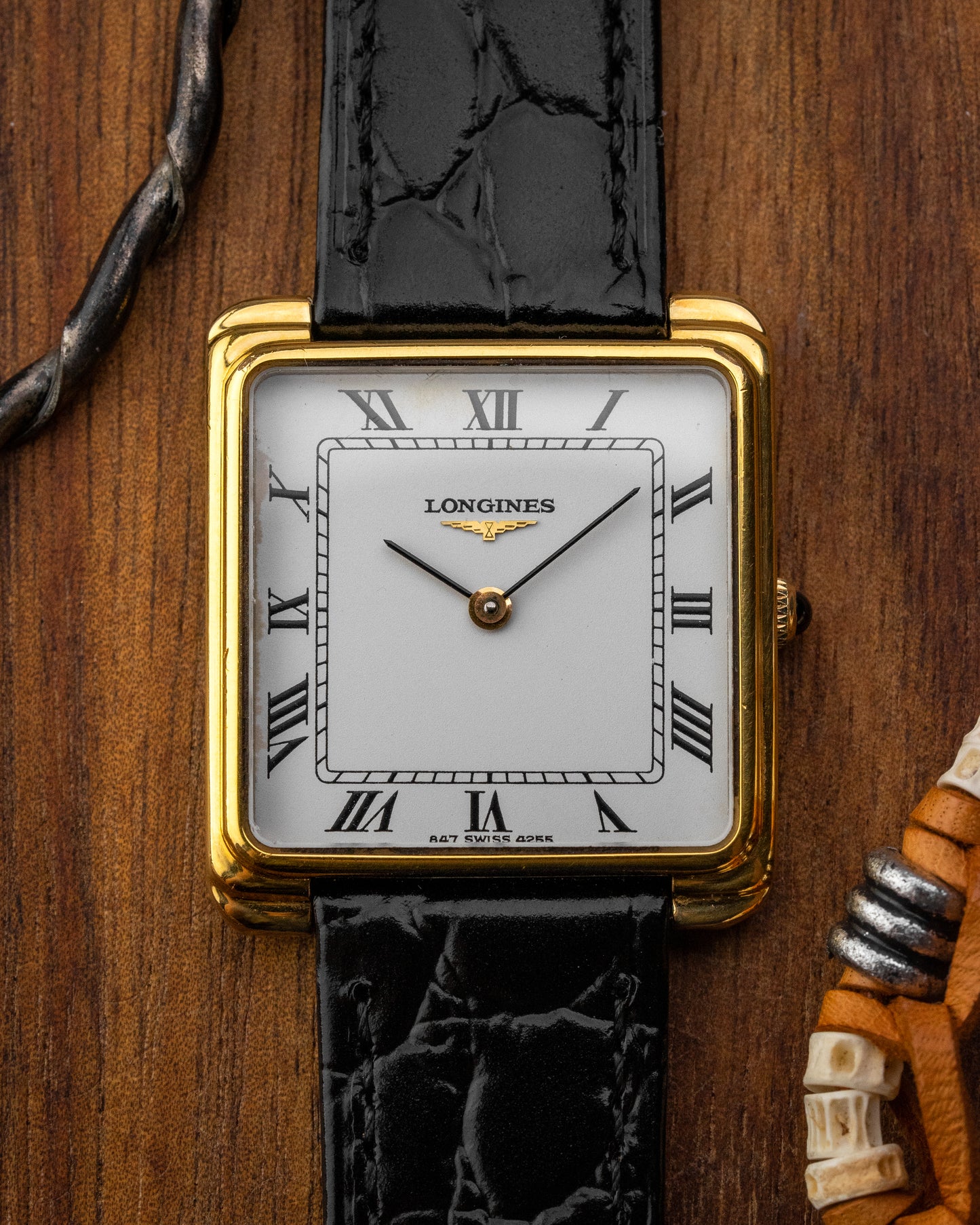 Longines Square "Gondolo" White Roman dial Gold Ref. 4255 (Cal. 847.4)
