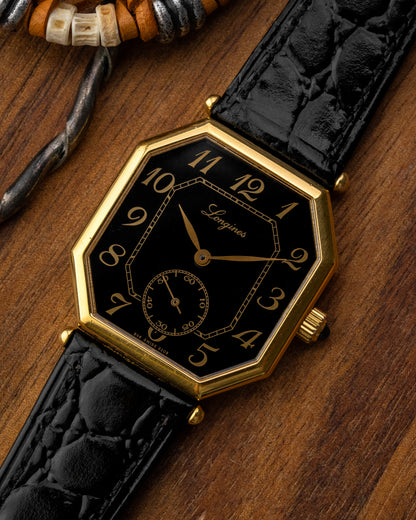 Longines "Octagonal" Black Breguet dial Gold Ref. 3209 (Cal. 846.4)