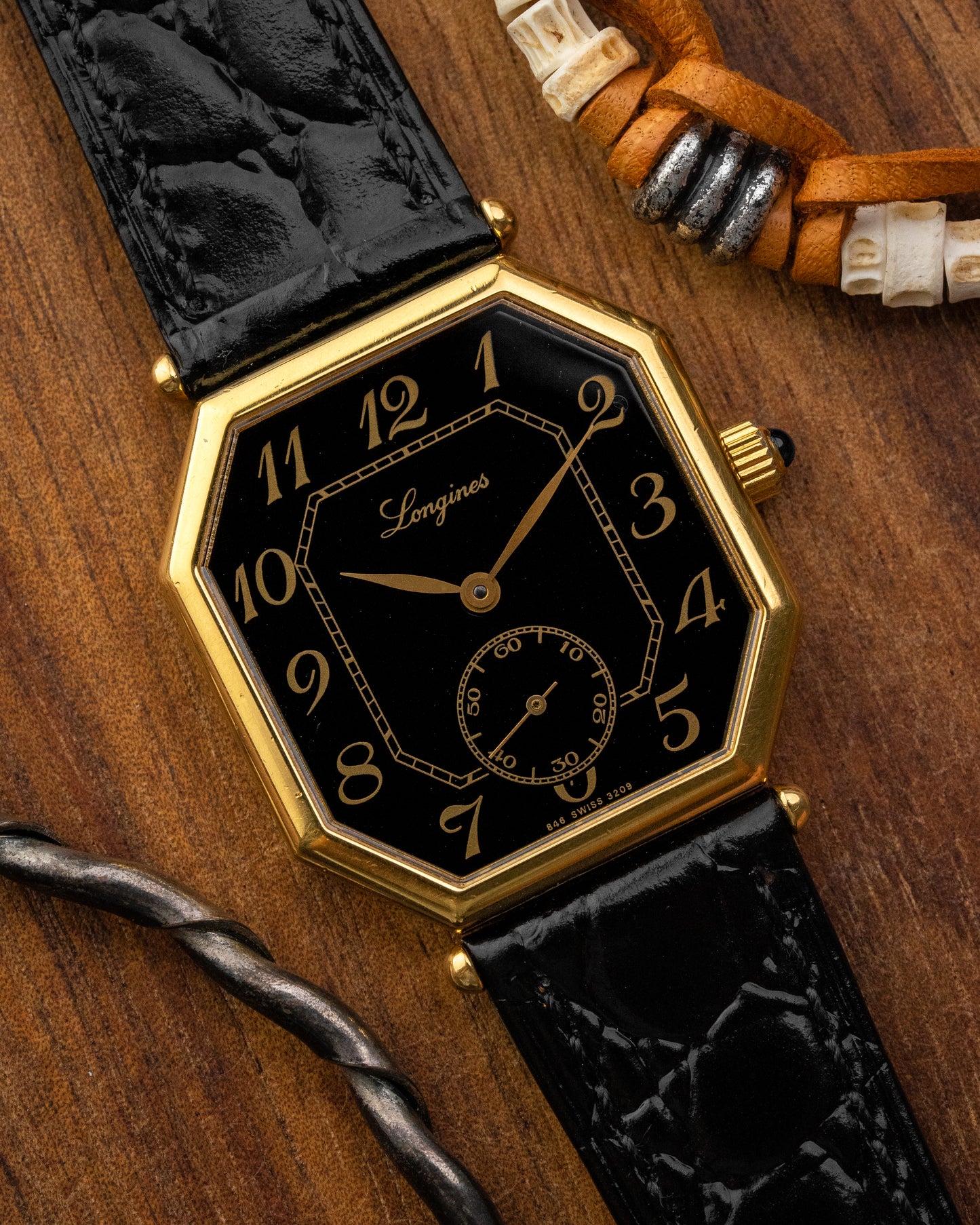 Longines "Octagonal" Black Breguet dial Gold Ref. 3209 (Cal. 846.4)