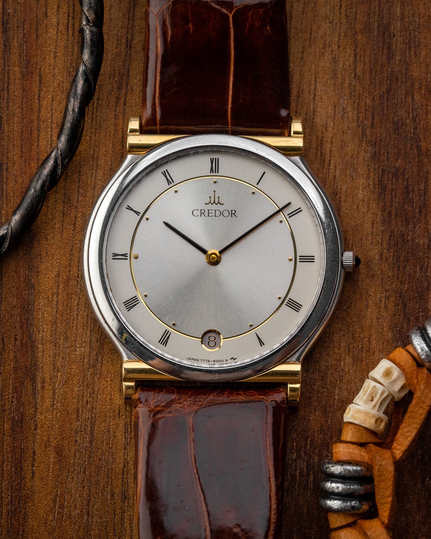 Credor Seiko "S. Steel + 18K Lugs" Super-Slim Date 7779-6000