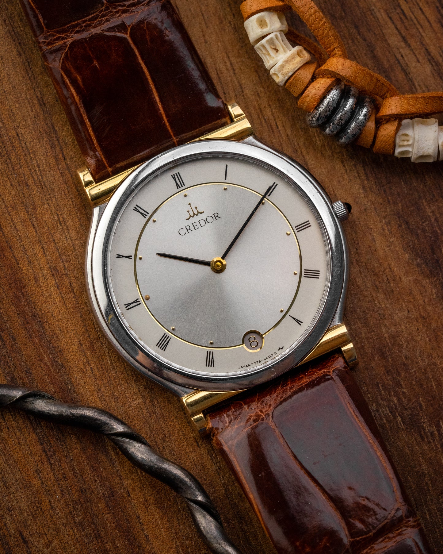 Credor Seiko "S. Steel + 18K Lugs" Super-Slim Date 7779-6000