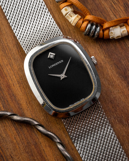 Longines Ellipse "Diamond Pip" Black dial Integrated Bracelet Ref. 4178 (Cal. L847.4)