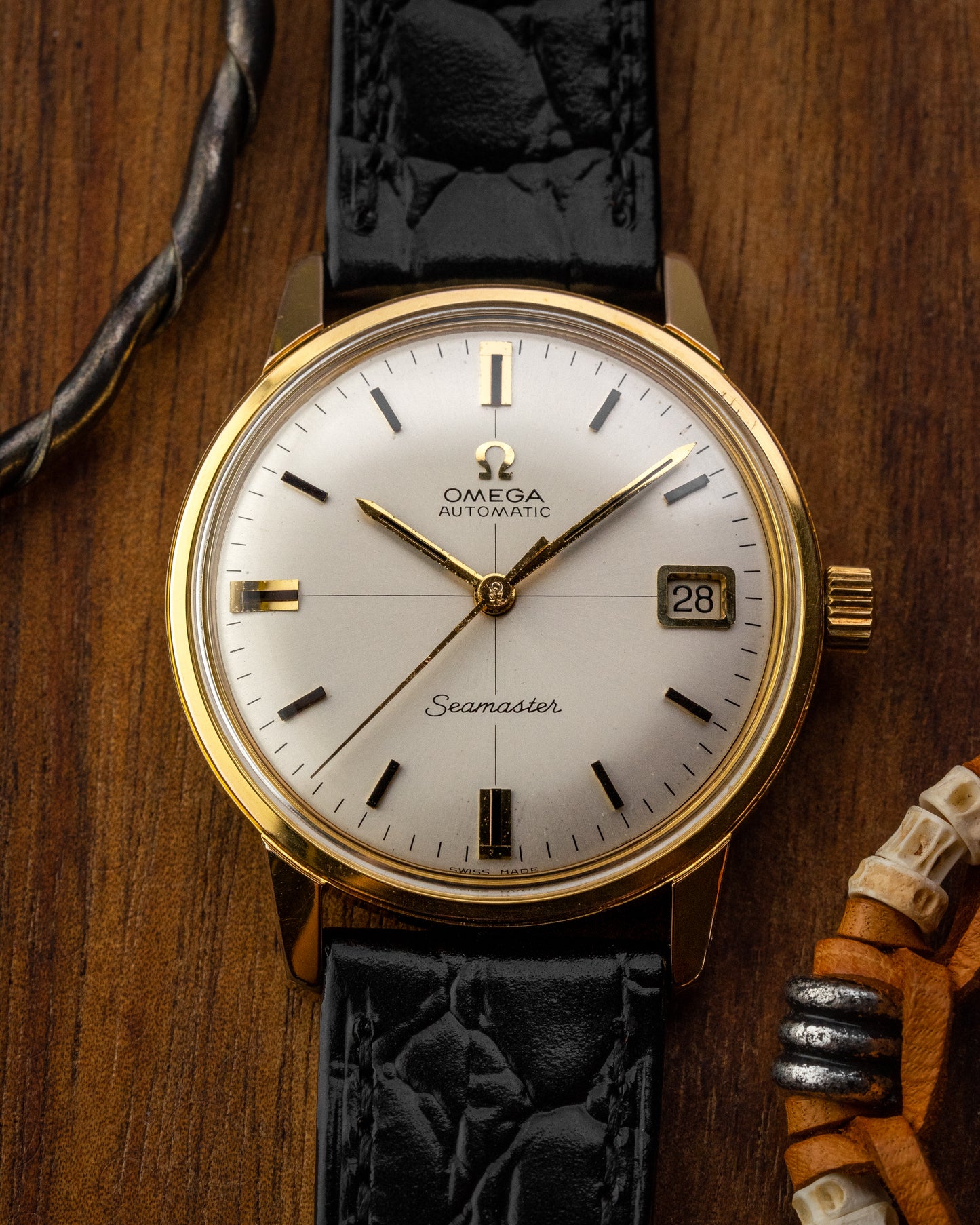 Omega Seamaster Automatic Date Crosshair dial Gold Ref. 166.002 (Cal. 565)