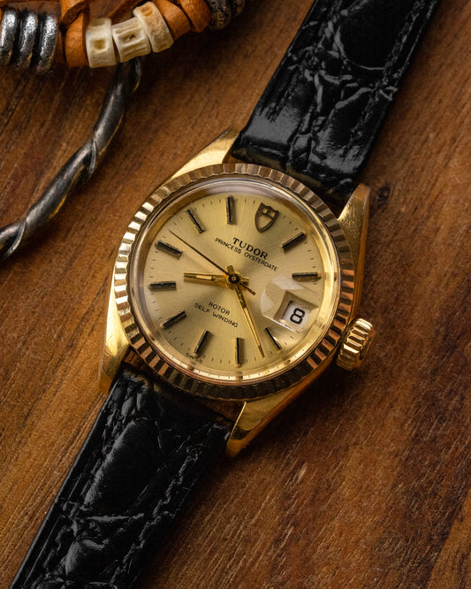 Tudor Princess Oysterdate "Fluted Bezel" Gold Ladies Ref. 7614 (Cal. ETA 2651)