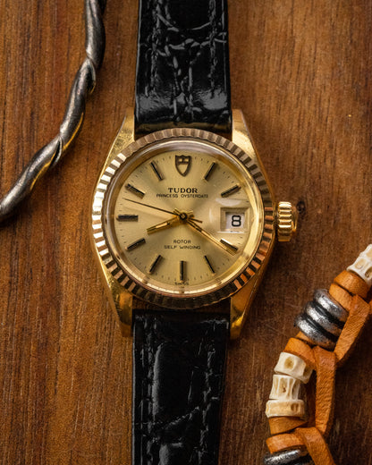 Tudor Princess Oysterdate "Fluted Bezel" Gold Ladies Ref. 7614 (Cal. ETA 2651)