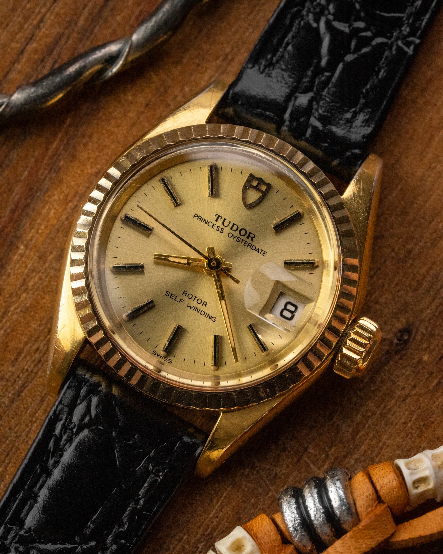 Tudor Princess Oysterdate "Fluted Bezel" Gold Ladies Ref. 7614 (Cal. ETA 2651)