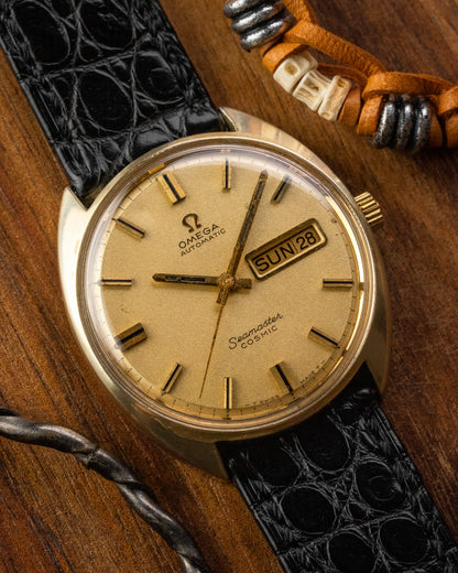 Omega Seamaster Cosmic Automatic "Day-Date" Frosty dial Gold Ref. 166.036 (Cal. 752)