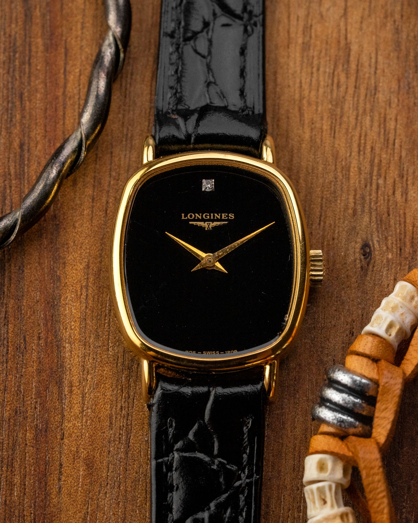 Longines Ellipse Mini "Diamond Pip" Black dial Gold Ref. 1204 (Cal. 5602)