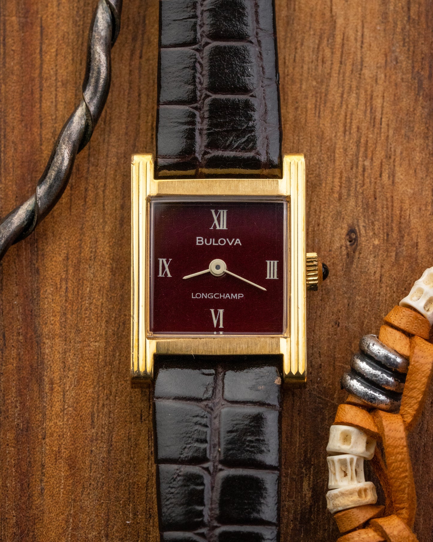 Bulova Tank Mini “Longchamp” Burgundy dial Ref. 12034
