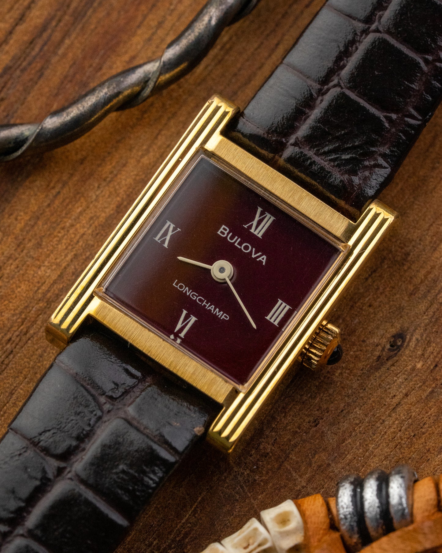 Bulova Tank Mini “Longchamp” Burgundy dial Ref. 12034