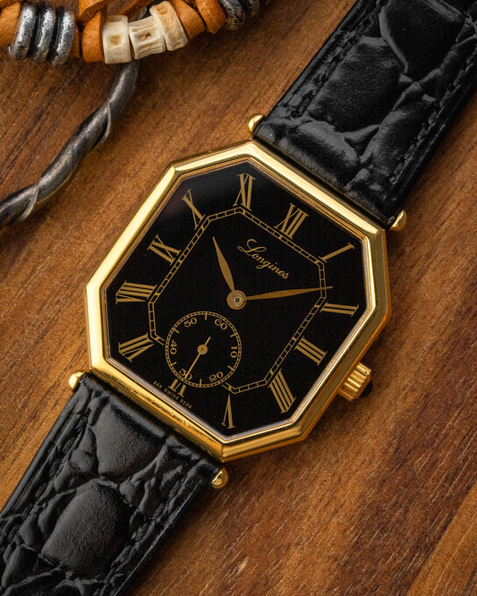 Longines Octagonal Black Roman dial Gold Ref. 3209 (Cal. 846.4)