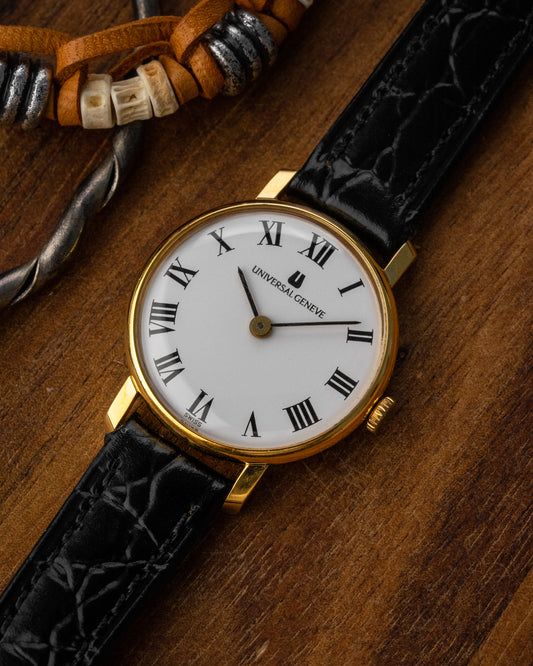 Universal Geneve Mini "Calatrava" White Roman dial Gold Ref. 542609 (Cal. 1-42)
