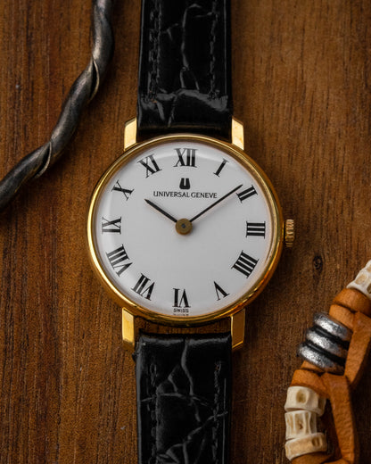 Universal Geneve Mini "Calatrava" White Roman dial Gold Ref. 542609 (Cal. 1-42)