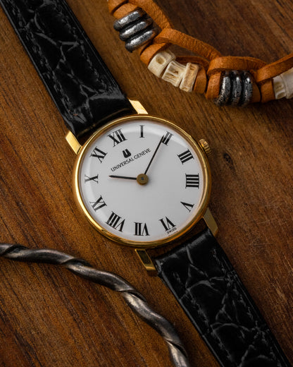 Universal Geneve Mini "Calatrava" White Roman dial Gold Ref. 542609 (Cal. 1-42)