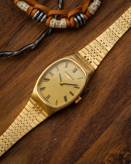Longines Ellipse Textured Roman dial Gold Ref. 4146 (Cal. 817.4)