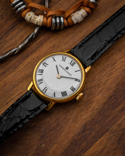 Universal Geneve White Roman dial Gold Ladies Ref. 542609 (Cal. 42)