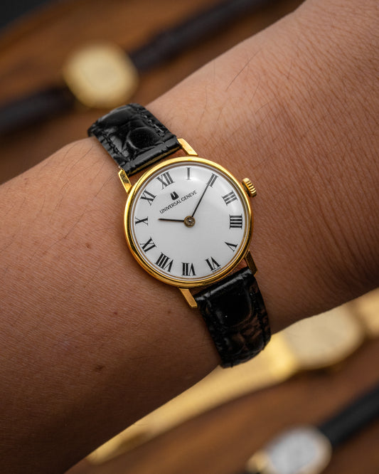 Universal Geneve White Roman dial Gold Ladies Ref. 542609 (Cal. 42)